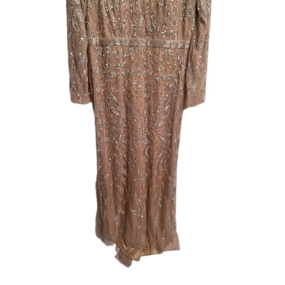 Mac Duggal Beaded Long Sleeve Evening Gown Mocha Size 16 5124 NEW $598 - Picture 4 of 12